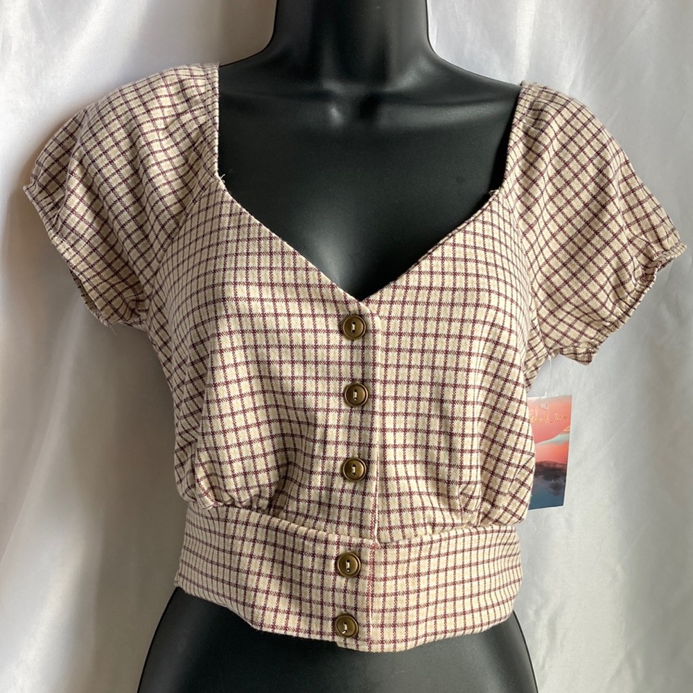 Haley & June Plaid Cropped Top Size Large